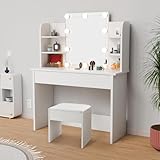 Juskys Schminktisch mit Beleuchtung und Spiegel, Vanity Table, Schublade & 4...