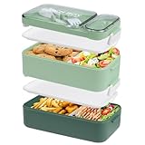 HENSHOW Lunch Box Erwachsene Bento Box - 1600ml Stapelbare Lunch Box Behälter...