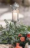 Dekoleidenschaft Stablaterne Fleur aus Metall, Silber, im Antik Look, Outdoor...