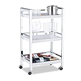 Relaxdays Servierwagen mit 3 abnehmbaren Tabletts, Teewagen, Allzweckwagen mit...