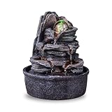 Zimmerbrunnen Wasserfall Natur Treppe Steineffekt Buntes Licht, Geschenkidee,...
