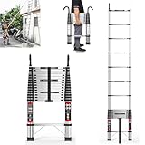 5M Teleskopleiter mit Haken, Edelstahl Verstärkt Leiter Klappleiter Ausziehleiter...