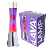 FISURA - Lavalampe rot und lila. Verchromter Silbersockel, lila Flüssigkeit und rote...