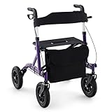 RELAX4LIFE Rollator Faltbar Leichtgewicht, 2 in 1 Rollstuhl Reiserollator, Gehwagen 6-fach...