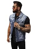 OZONEE Herren Jeansweste Jeans Weste Herrenweste Denimweste Bikerweste Vest...