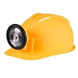 Boland 01414 - Bauarbeiter-Helm mit Licht, Gelb-Schwarz, für Erwachsene,...