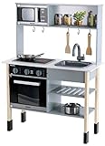 Theo Klein 7199 Miele Küche, Weiße Holzküche inkl. Kochfeld mit Sound- und Licht, Edles...