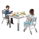 FIVMEN Kindertisch mit 2 Stühlen Kinder Tisch Stuhl Set Höhenverstellbar 3 Teilige...