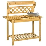 Outsunny Pflanztisch, Arbeitstisch mit ausziehbarer Tischplatte, 2...