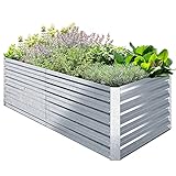 Ohuhu Hochbeet Metall Pflanzenbeet 180x90x60cm, Wetterfestes Stahlblech Hochbeet...