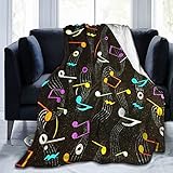 ROTACO 3D Druck Musik Kuscheldecke Flauschig Notiz Decke 130x150 cm Weich & Warme...