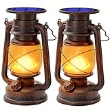 Led Vintage Solar Laterne Solar-LED-Sturmlampe Warmweiß Ultra Helle...