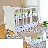 Marsell Baby Gitterbett mit Schublade mit Deckel Babybett Kinderbett mit Aloe Vera...