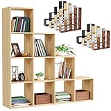 MIADOMODO® Treppenregal - Sonoma, 10 Fächer, 129,5x29x129,5 cm, für Wohnzimmer, Stabil,...
