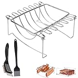 Homealexa Spareribs Halter Grill BBQ-Grill Edelstahl Deckelhalter Braten Rack...