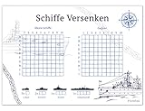 PICTALOO Schiffe Versenken Spielblock Set, Flottenmanöver mit 50 Blatt pro...
