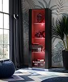 Komodee Vitrine Schrank Tivoli, Schwarz/Schwarz, Breite 55cm x Höhe 159cm x Tiefe 35cm,...
