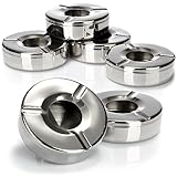 com-four® 6x Aschenbecher aus Edelstahl - Windaschenbecher mit abnehmbarem Deckel zum...