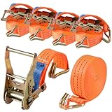 4 Stück Spanngurte mit Haken Ratsche in 6m 3000kg 3T Zweiteilig 40 mm...