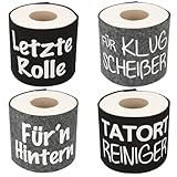 4er Set Toilettenpapier Banderole mit lustigen Sprüchen | Klopapierverstecker | WC Papier...