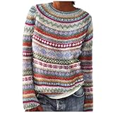 Norweger Pullover Damen Wolle, Winterpullover Damen Warm Elegant Winter Kaschmir...