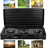 Gaskocher Camping & Outdoor mit Schlauch & Druckminderer 3-Flammig Gaskochfeld...