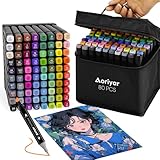Alkohol Marker Dual Brush Filzstifte - 80 Farben Graffiti Stifte Permanent Twin Markers...