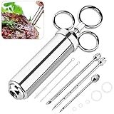 EXTSUD 60ml BBQ Bratenspritze mit 3 Nadeln,in Edelstahl 304 für Alle Teile Grill...