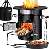 KESSER® Raketenofen mit Grillpfanne aus Gusseisen | inkl. Grillzange & Tragetasche |...