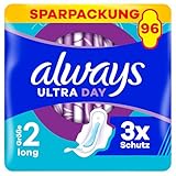 Always Ultra Binden Damen Gr. 2, Long, 96 Damenbinden mit Flügeln (3 x 32 Stück)...