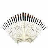 Boclay Malen Pinsel Set 24 teilig, Nylonhaar Holzgriff Schrägpinsel Katzenzungenpinsel,...