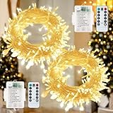 [2 Stück] 60 LED Lichterkette Weihnachten Batterie, 7M/8 Modi Lichter Außen / Innen,...
