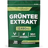 Grüntee Extrakt 12480 mg pro Tagesdosis | 120 Pulver Kapseln | Hochdosiert Green Tea |...