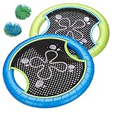 Nexos Trading Beachball Wurfspiel für Kinder 2 Frisbees mit 2 Wuschelbällen Gartenspiel...