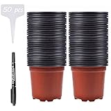 Abimars Kunststoff Pflanztöpfe 10cm, 50 Stück Blumentöpfe für Pflanzen, Anzuchttöpfe...