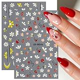 JMEOWIO 3D Nagelsticker Blumen Frucht Biene Nail Art Sticker Selbstklebend Nagelaufkleber...