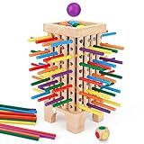 Japace Montessori Spiel Brettspiel aus Holz, 42 Stück Bunte Holzstäbchen...