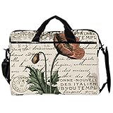 EZIOLY Medievalpoppyflowerpostcard Laptop-Schultertasche, Kuriertasche, Umhängetasche,...