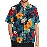 Langarmshirt Herren Baumwolle Hemd Schwarz Bügelfrei Knopfleiste für Strand Freizeithemd...