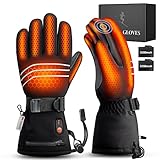 Beheizbare Handschuhe Damen Herren, Beheizte Handschuhe Wasserdicht mit 7.4V 3200 mAh...