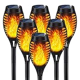 IkeeRuic Solarlampen, 6Stück Fackeln für Außen Flackernd, Flammeneffekt...