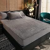 Fleece Spannbettlaken 90x200cm Grau Winter Samt Warm Kuschel Boxspringbett...