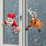 Christmas Crashing Santa Reindeer Animated,Lustige Weihnachtsdekoration, Fensterdekoration...