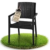 BigDean Gartenstuhl mit Armlehne stapelbar Rattan-Optik Gartenstühle stapelbar...