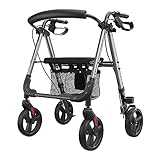 Rollator leicht & einstellbar I 6,2 kg I gepolsterter Sitz mit Rückenlehne I...