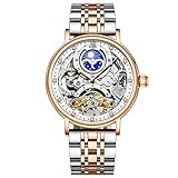 PUFYA Business Automatic Herren Mechanische Uhr Skeleton Edelstahl Wasserdicht Mechanische...