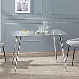 [en.casa] Glastisch Hyrynsalmi Küchentisch 75x110x70cm aus Stahl Glas...