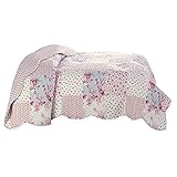 Delindo Lifestyle Tagesdecke Patchworkdecke Rosen im Landhausstil, Bettüberwurf im...
