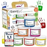 Krevo Art Fingermalfarben – ungiftige & auswaschbare Fingerfarben für Kinder...