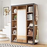 Ymkua Garderoben Wandgarderobe, Flurgarderobe Set mit offene Aufbewahrung, Bücherregal...